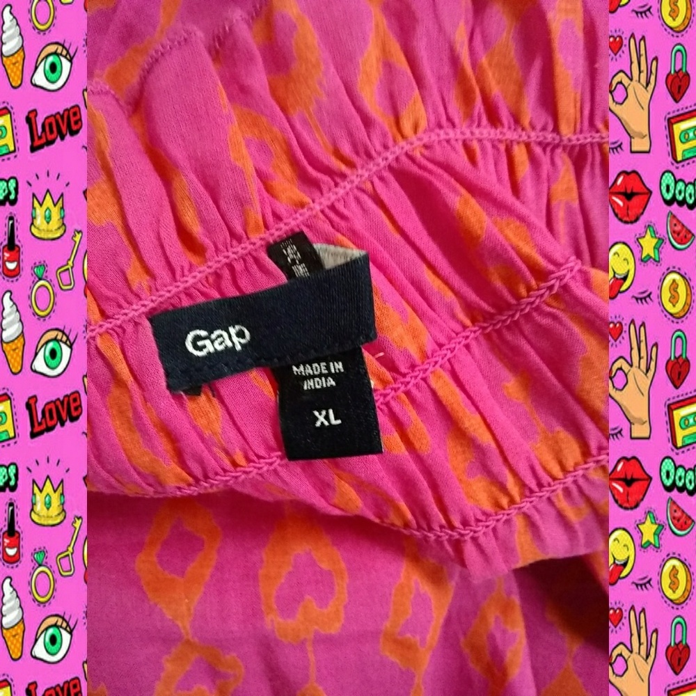 GAP PINK WITH ORANGE ABSTRACT PRINT TUNIC - Picture 3 of 3